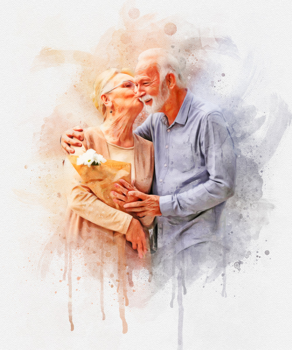 Custom Couple Portrait Watercolor – Paw Gifty