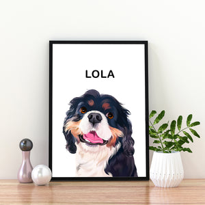 Custom Pet Portrait Poster | Framed Pet Portrait From Photo - Pet Pix Print