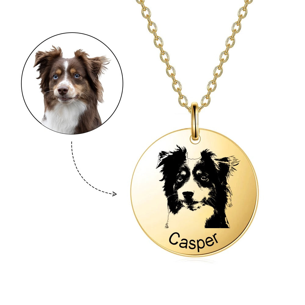 Custom Pet Portrait Necklace with name