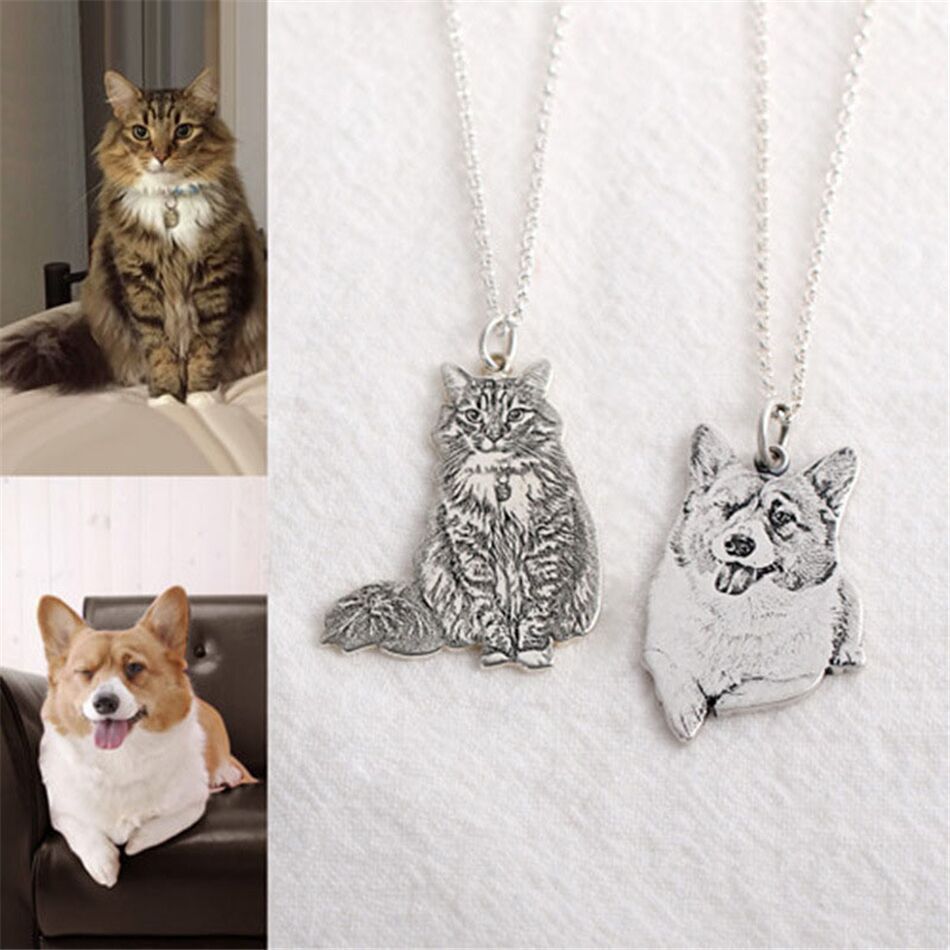 Personalized Silhouette Laser-Engraved Pet Necklace