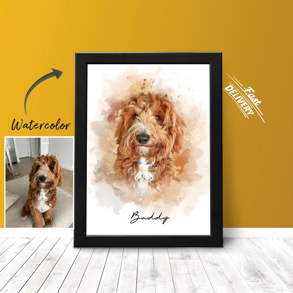 Personalized Watercolor Dog Portrait from Photo Dog Portrait image