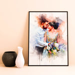Watercolor Couple Portrait from Photo Custom Wedding Anniversary
